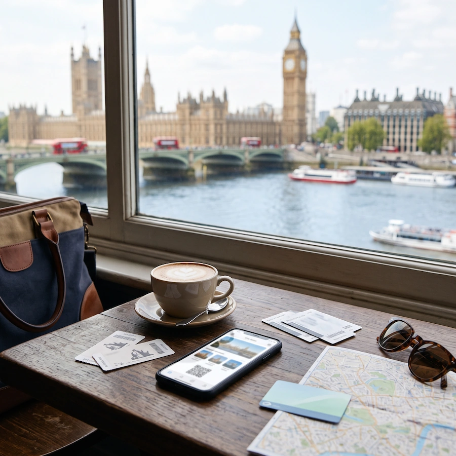 London travel planning with a city pass, map and attraction tickets